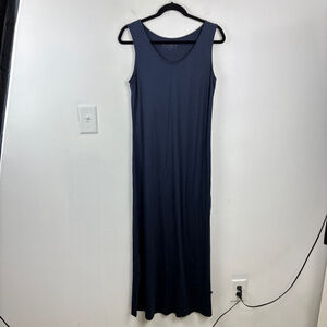 LNBF Viscose Bamboo Sleeveless Midi Shirt Dress